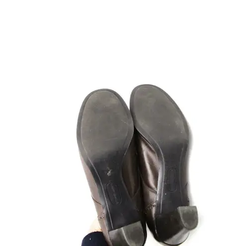 Etienne Aigner Nada Brown Leather Lace Up Cap Toe Heeled Oxford Women 10 Dress