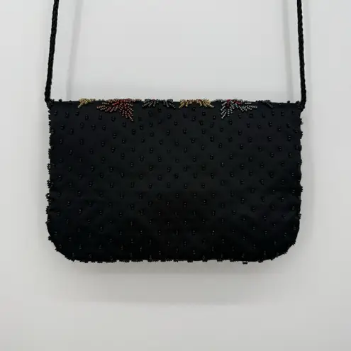 Vintage Black Colorful Beaded Crossbody Bag Evening Formal Purse