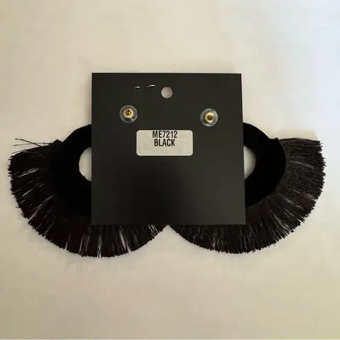 Elegant Black and Gold Fringe Drop Earrings, Oversized Bohemian Style