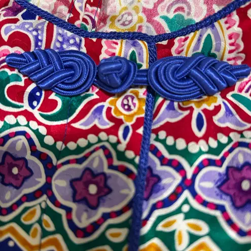 Maggy London Multicolor Artsy 100% Silk Floral Blouse