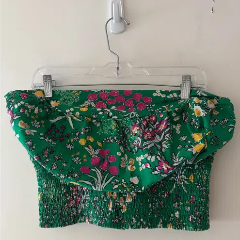 Maeve by Anthropologie Green Floral Smocked Top - NO STRAP