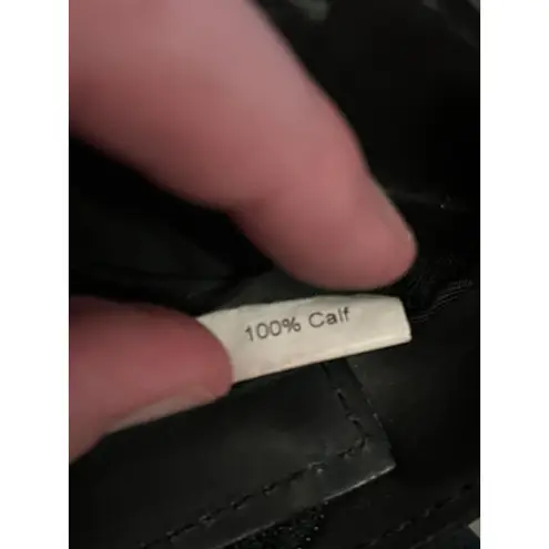 8 by YOOX Crossbody Bag Womens Black Calfskin Leather Ring Flap Made in Italy