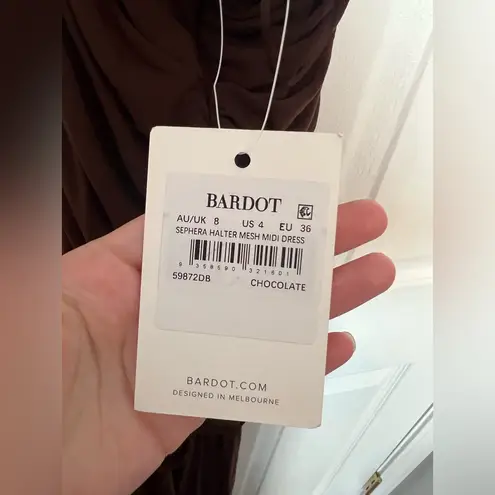 Bardot x REVOLVE Sephera Halter Mesh Midi Dress in Chocolate