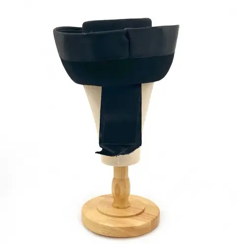 Vintage 1950s Carol Black Velour Breton Hat Wide Satin Band New York Creation