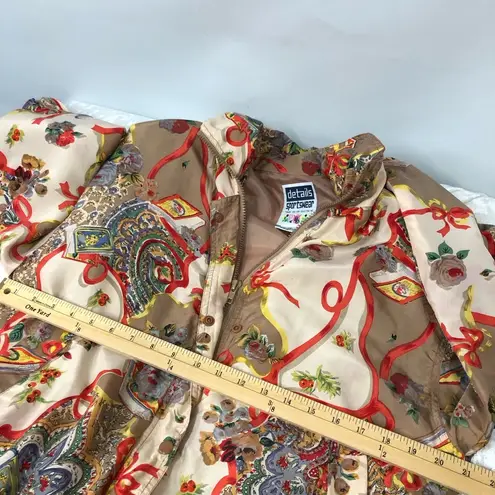 Vintage Details Sportswear Womens Silk w/pockets Zip Up Bomber Jacket S Flawed