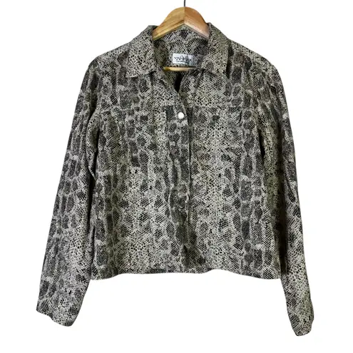 Vintage Villager Sport Snakeskin Jacket Womens M Brown 100% Cotton Retro 90s Size M