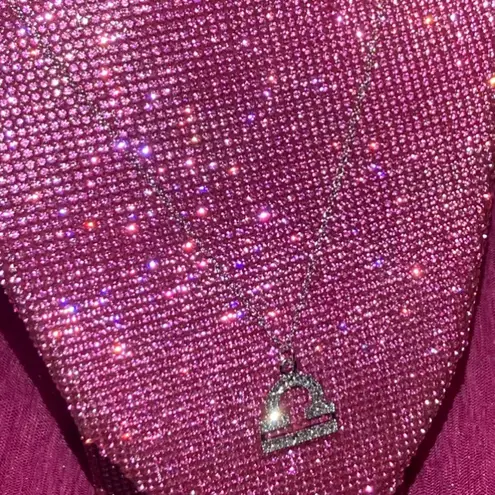 Boutique NEW Bling Libra Sterling Silver 925 Necklace Zodiac Sign Horoscope Astrology Goth Egirl