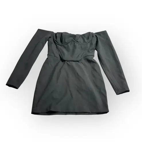 Mistress Rocks Bardot Corset Dress Women's Medium Black Mini Crepe Off Shoulder