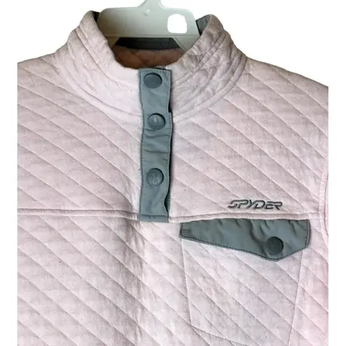Spyder Sweatshirt Womens S Pink Long Sleeve Snap Mock Neck Quilted Pullover