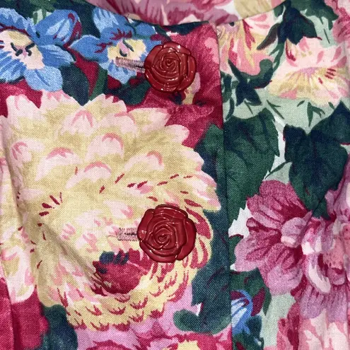 Vintage 80s Rose Garden Belted Dress Lady Carol of New York Pink Size L