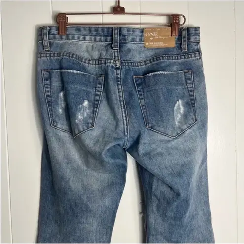 One Teaspoon  Jeans Trashed Freebird Distressed Ripped Skinny Crop Zip Ankle 26