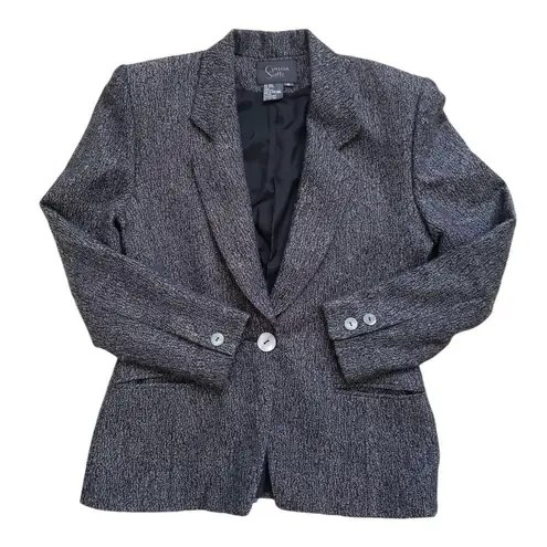 Cynthia Steffe Vtg Blazer Jacket Womens 6 Gray Tweed Wool One Button Sport Coat