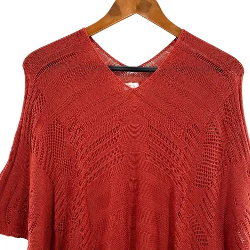 Mersea Crochet Loose Knit Tunic Kaftan Coverup Dress Red
