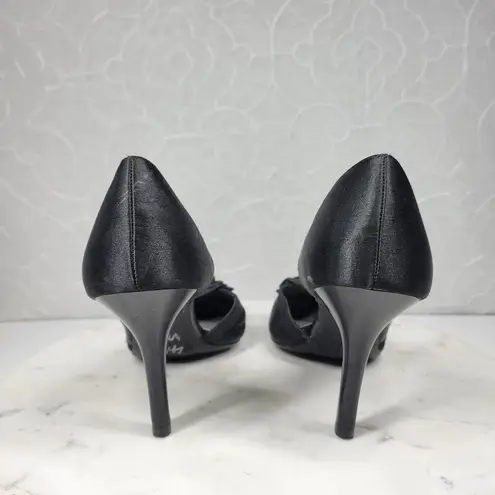 Fioni Dress Pumps Womens 8.5 Black Satin Rose Stiletto High Heels Formal