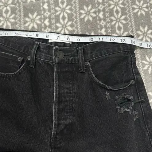 Moussy Vintage Andrews High Waisted Button Fly In Black Distressed Size 26