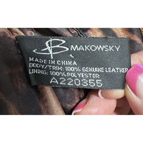 B Makowsky Leather Weave Camel