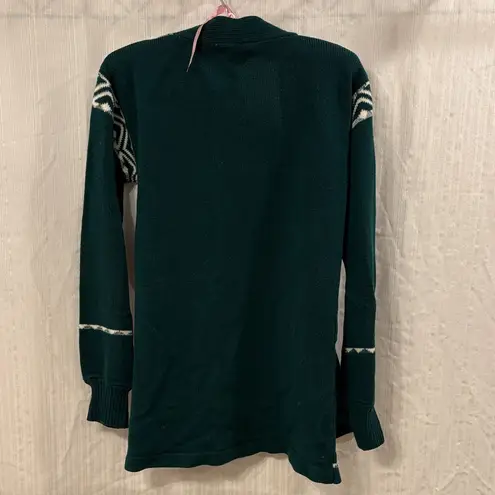 Vintage 1970s Patterned Cardigan Green Size M