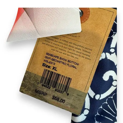 Faherty NWT Swim Seascape Bikini Bottom Geometric Floral Size Large XL $58 Blue