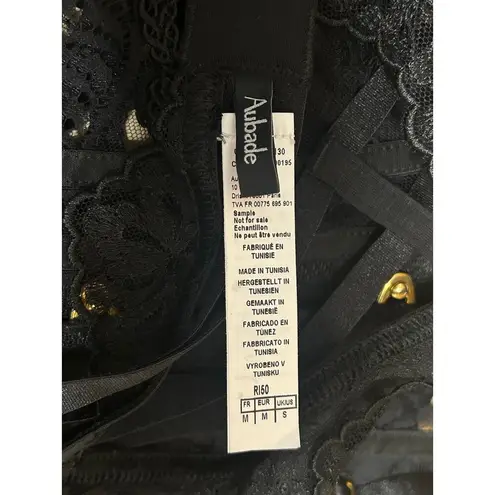 Aubade Women's Black Lace Sheer Corset Garter Belt Waist Cincher Lingerie Size S