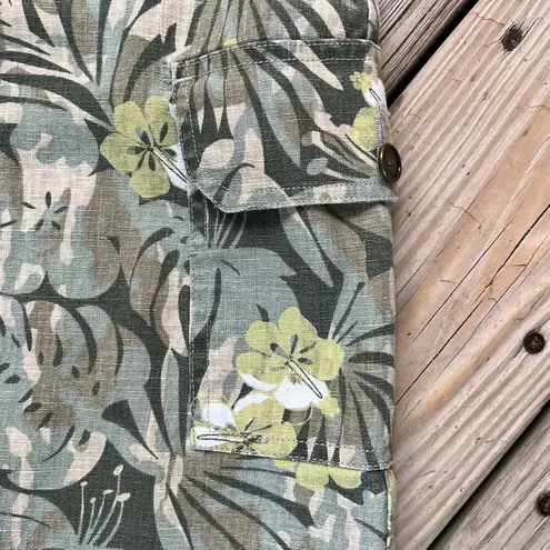 Junction West Women's Vintage Linen Blend Cargo Mini Skirt Green Floral Size 10