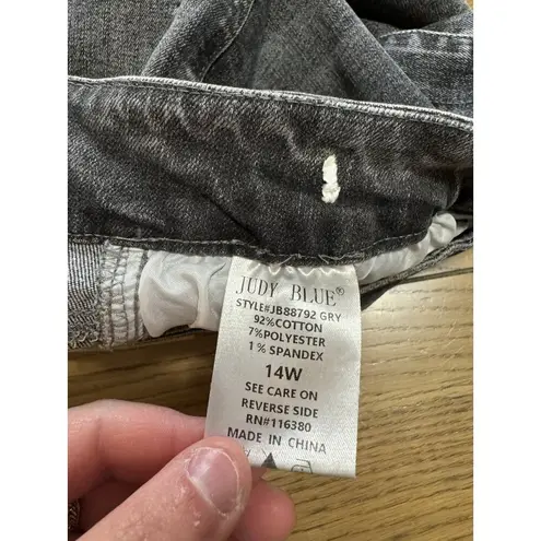 Judy Blue High Rise Tummy Control Skinny Jeans Grey Wash Size 14W Stretch Preppy