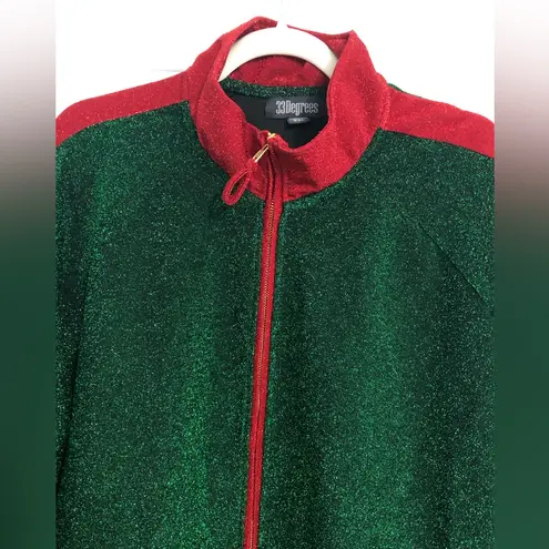 33 Degree green red sparkly track jacket holiday Christmas fun women’s size XXL