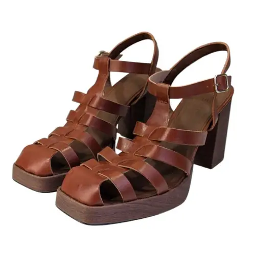 SVEGAN Aloha Vegan Leather Sandals EUC $175 Size 40 US 9 S3499 Brown