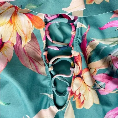 La Blanca NWT Jade Garden Floral Off Shoulder Ruffle One-Piece Swimsuit Size 8