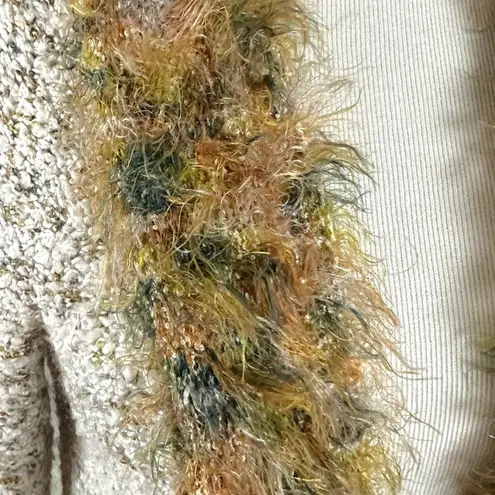 Vintage 90s Curio Faux Fur Cardigan Sweater Neutral Forest Fairy Size Small Y2K Tan