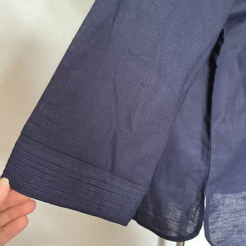 Emerson Street Michigan Long Womens Top Sz S Preppy College Academia Tailgate Blue