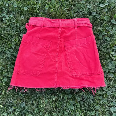Urban Outfitters Red Button Fly Belt Denim Skirt Womens Size XS