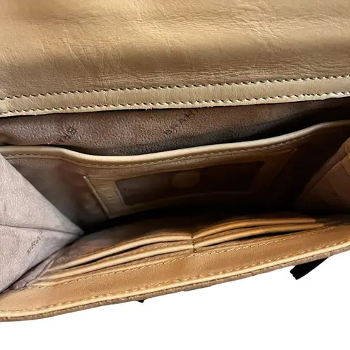 Brahmin Manhattan Cream & Brown Trimmed Leather Bag Built-in Wallet