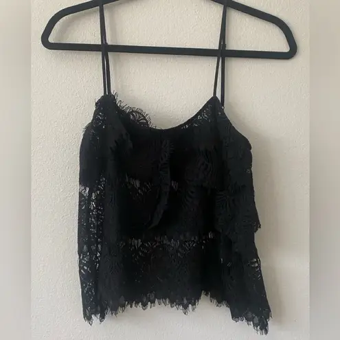 The Kooples Sport Flower Relief Lace Cami Y2K Cropped Tank Floral Detail