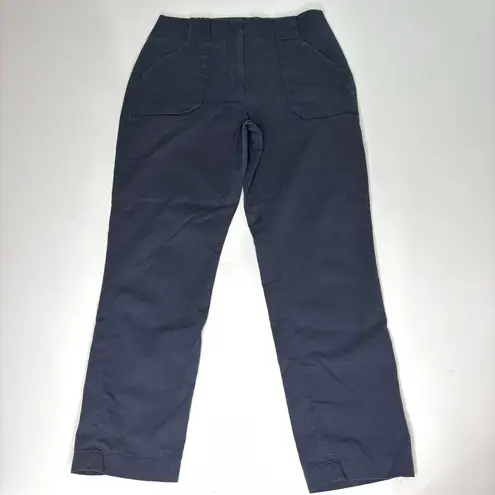 Veronica Beard Mahary Utility High Waist Straight Leg Cropped Pants Ink 8