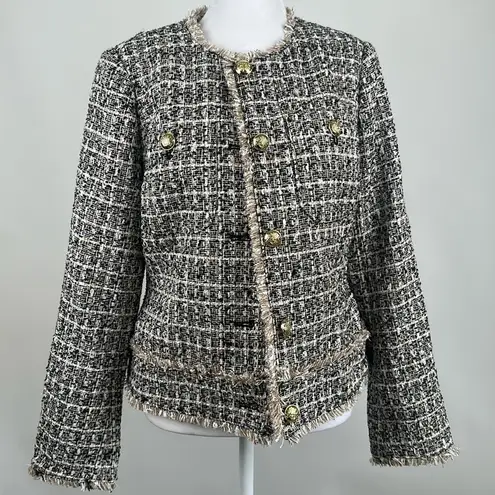 Dennis Basso Tweed Jacket with Pockets Brown/Gold Size 4 NWT