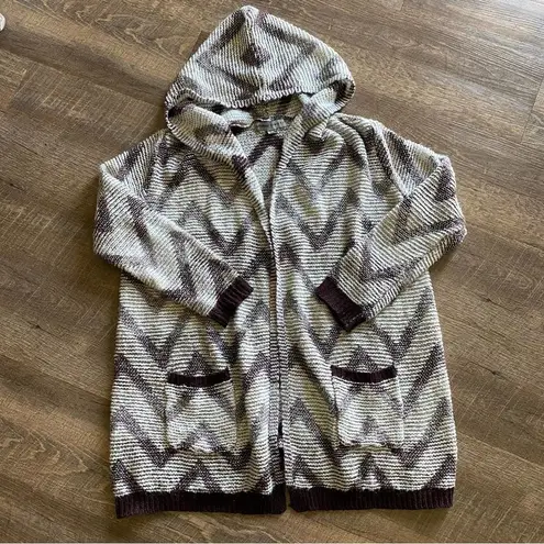 Absolutely Famous Hooded Cardigan Sweater Purple Hoodie Large Athleisure