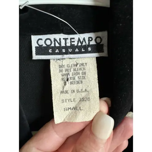 Contempo Casuals Vintage Black 1 Button Blazer, velvet & gold trim size small