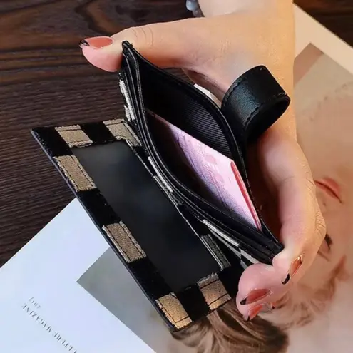 Wallet for Women Canvas Snap Closure Bifold Wallet Credit Card Coin Purse Black