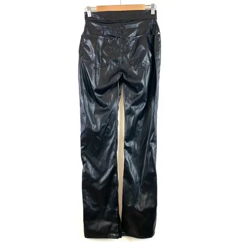 Revice Denim Revice Uptown Happy Hour Faux Leather Split Hem Straight Leg Pant Black Size 27