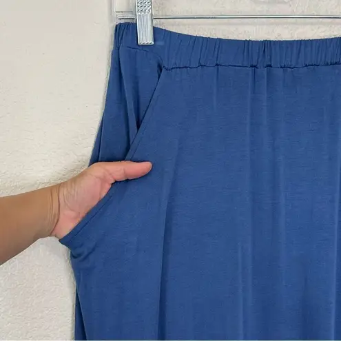 Pleione Blue Soft Jersey Knit Maxi Skirt