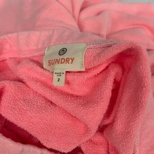 Sundry NEW Ruched Seam Bodycon Skirt pull on beach cover up solid neon pink