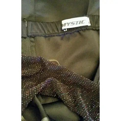 Mystic Black Sparkle Metallic Peplum Cut Halter Dress ModCloth Whimsigoth Glam