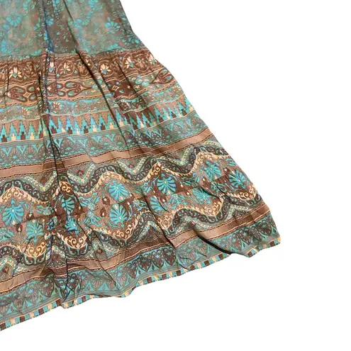 SweetSalt Long Length Bohemian Boho Maxi Dress Fall Colors Bell Sleeves Size 4 Blue