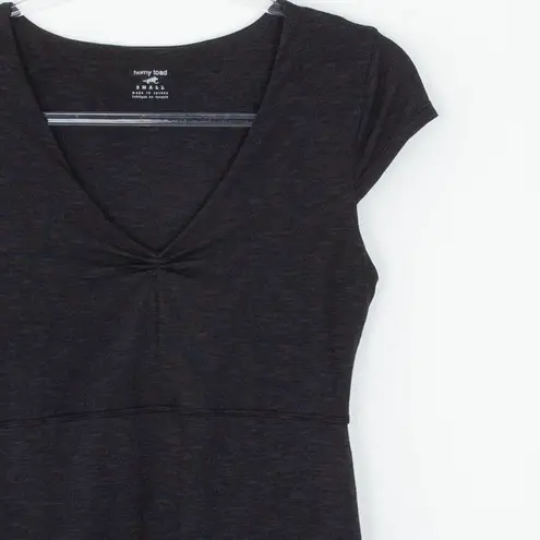 Horny Toad Dark Grey V Neck Gathered Waist Midi Dress Womens Size S Athleisure