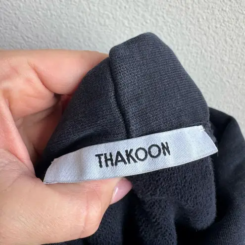 Thakoon Thick 100% cotton Hoodie Solid Navy Blue Size Medium Luxury Unisex