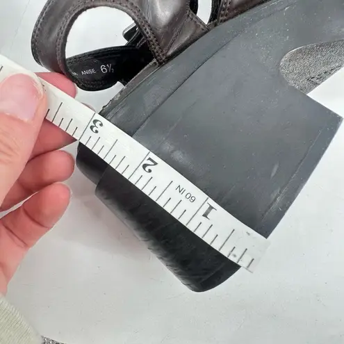 Vintage Y2k 90's Fisherman Chunky Block Heel Brown Faux Leather Sandal Size 6.5