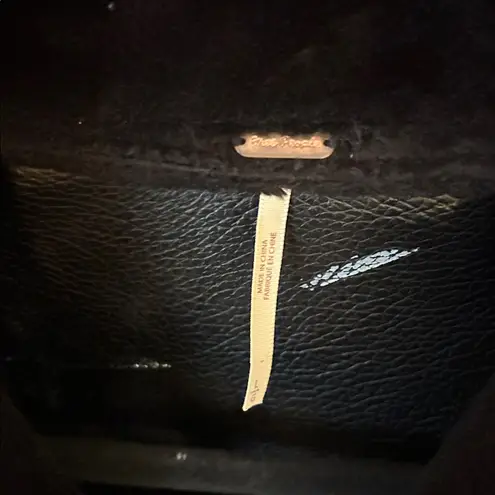 Free People  Lindsay Black Faux Fur Sherpa Leather Coat Moto Jacket Zip Large