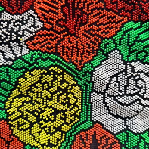 Vintage Hong Kong Candy Beaded Floral Tote Bag 80s 90s Y2K Festival Bag Black