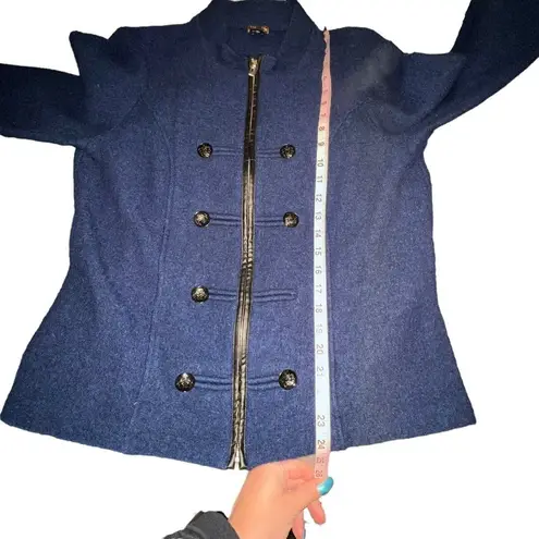 J. McLaughlin  Vintage Wool Navy Blue Military Button Style Jacket Size Large