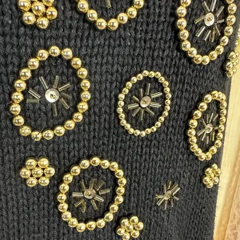 MARNIE WEST Vintage Black Gold Beaded Sweater Size M Size M